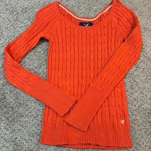 Orange Cable Knit Women's Sweater